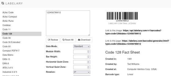 Labelary Barcode Generator