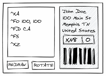 Sketch of the Labelary online ZPL viewer screen
